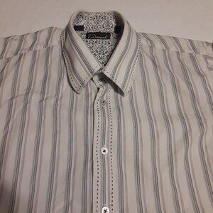 7 Diamonds Men's Button Up Long Sleeve Striped Shirt Size L